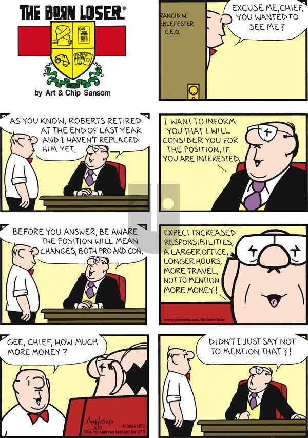 The Born Loser on Sunday February 11, 2024 Comic Strip