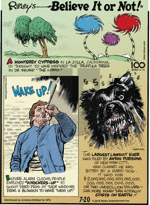 Ripley's Believe It or Not on Saturday July 20, 2019 Comic Strip