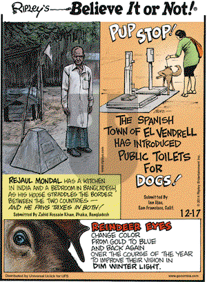 Ripley's Believe It or Not on Wednesday December 17, 2014 Comic Strip