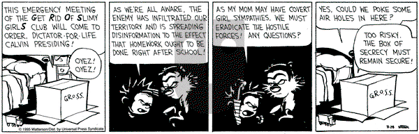 Calvin and Hobbes on Tuesday March 28, 1995 Comic Strip