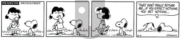 Peanuts - Wednesday August 9, 1967 Comic Strip