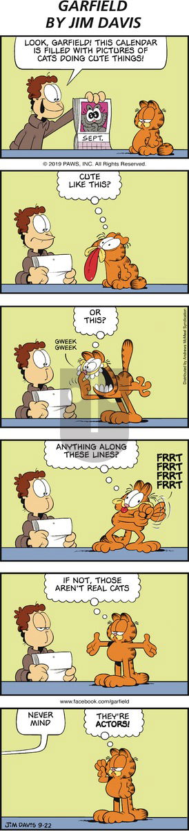 Garfield on Sunday September 22, 2019 Comic Strip