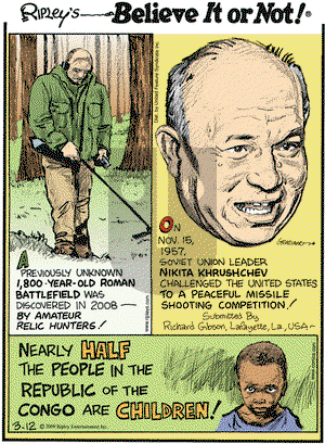 Ripley's Believe It or Not on Thursday March 12, 2009 Comic Strip