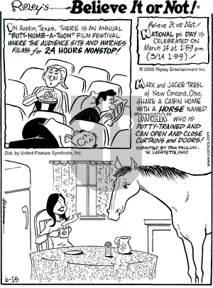 Ripley's Believe It or Not on Thursday June 15, 2000 Comic Strip
