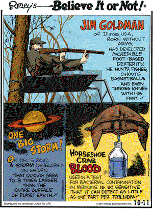 Ripley's Believe It or Not on Tuesday October 11, 2011 Comic Strip