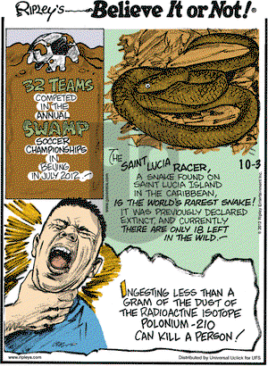 Ripley's Believe It or Not on Wednesday October 3, 2012 Comic Strip