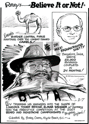 Ripley's Believe It or Not on Thursday February 7, 2008 Comic Strip