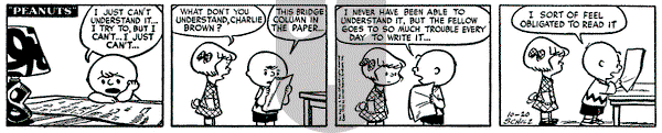 Peanuts on Monday October 20, 1952 Comic Strip
