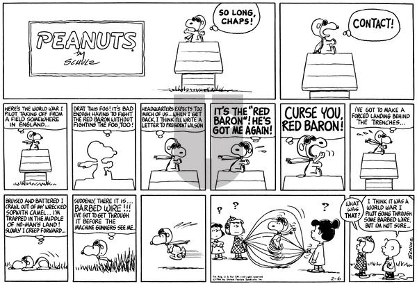 Peanuts on Sunday February 6, 1966 Comic Strip