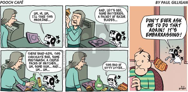 Pooch Cafe on Sunday March 11, 2012 Comic Strip