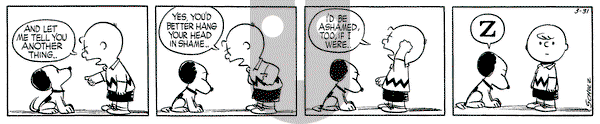 Peanuts on Wednesday March 31, 1954 Comic Strip