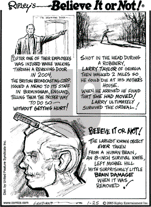 Ripley's Believe It or Not on Tuesday January 25, 2005 Comic Strip