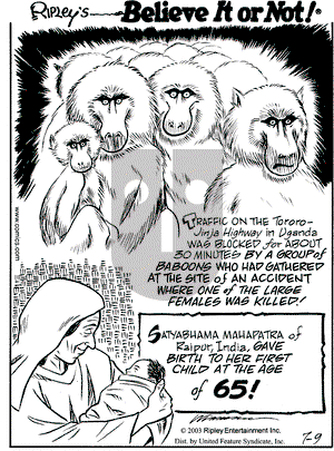 Ripley's Believe It or Not on Wednesday July 9, 2003 Comic Strip