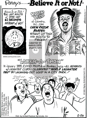 Ripley's Believe It or Not on Sunday February 6, 2000 Comic Strip