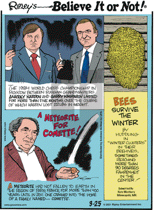 Ripley's Believe It or Not on Thursday March 25, 2021 Comic Strip