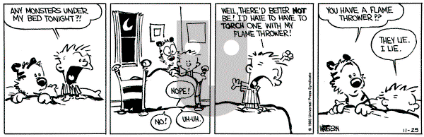 Calvin and Hobbes on Monday November 25, 1985 Comic Strip