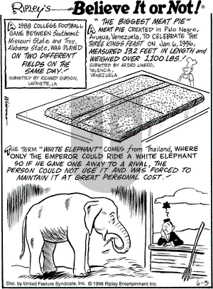 Ripley's Believe It or Not on Monday June 3, 1996 Comic Strip