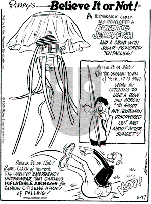Ripley's Believe It or Not on Saturday June 17, 2000 Comic Strip