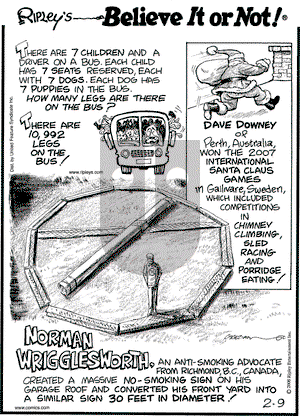 Ripley's Believe It or Not on Saturday February 9, 2008 Comic Strip