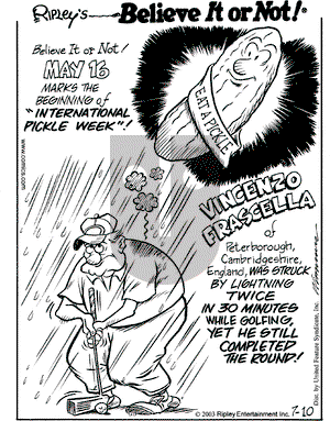 Ripley's Believe It or Not - Thursday July 10, 2003 Comic Strip