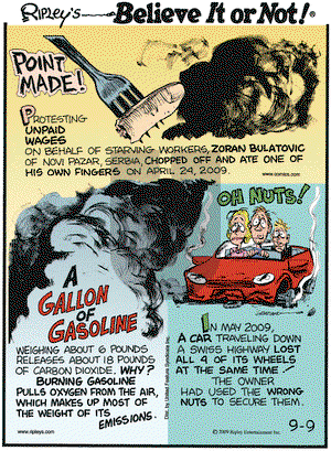 Ripley's Believe It or Not - Wednesday September 9, 2009 Comic Strip