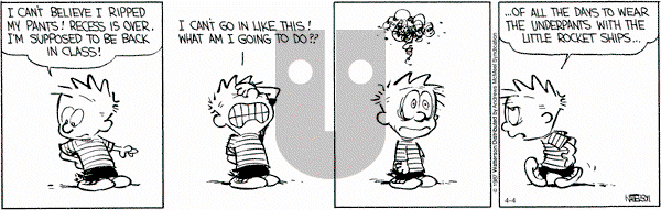 Calvin and Hobbes - Tuesday April 4, 2017 Comic Strip