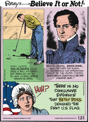 Ripley's Believe It or Not on Tuesday December 1, 2020 Comic Strip