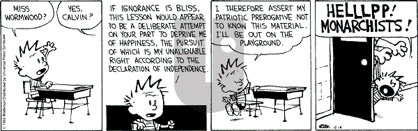 Calvin and Hobbes - Wednesday October 14, 1992 Comic Strip