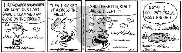 Peanuts on Thursday March 5, 1992 Comic Strip