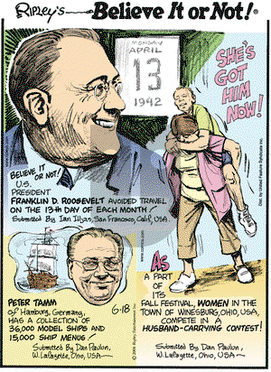 Ripley's Believe It or Not on Thursday June 18, 2009 Comic Strip