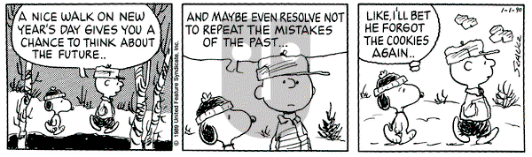 Peanuts on Monday January 1, 1990 Comic Strip