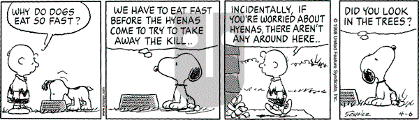Peanuts - Monday April 6, 1998 Comic Strip