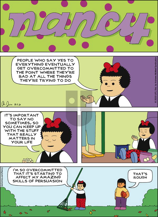 Nancy on Sunday October 11, 2020 Comic Strip