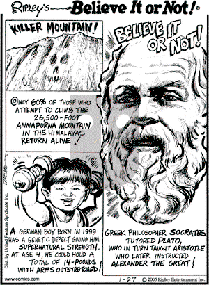 Ripley's Believe It or Not on Thursday January 27, 2005 Comic Strip
