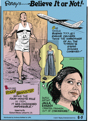 Ripley's Believe It or Not on Saturday June 3, 2017 Comic Strip