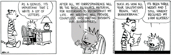 Calvin and Hobbes on Wednesday November 8, 1995 Comic Strip