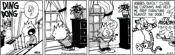 Calvin and Hobbes - Monday February 22, 1988 Comic Strip