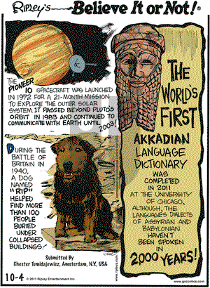Ripley's Believe It or Not on Tuesday October 4, 2011 Comic Strip