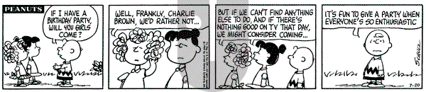 Peanuts on Saturday July 20, 1968 Comic Strip