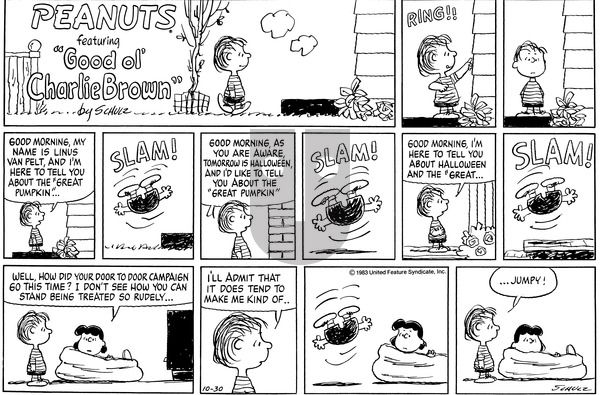 Peanuts on Sunday October 30, 1983 Comic Strip