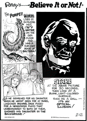 Ripley's Believe It or Not on Tuesday February 12, 2008 Comic Strip