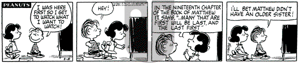 Peanuts on Saturday March 8, 1975 Comic Strip