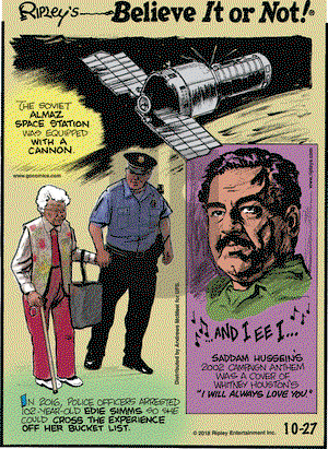 Ripley's Believe It or Not on Saturday October 27, 2018 Comic Strip