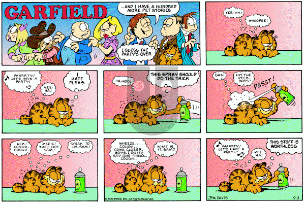 Garfield on Sunday September 3, 1989 Comic Strip