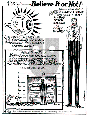 Ripley's Believe It or Not on Wednesday August 13, 1997 Comic Strip