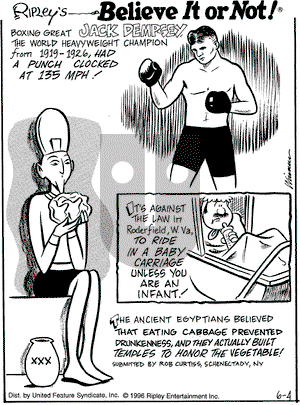Ripley's Believe It or Not on Tuesday June 4, 1996 Comic Strip