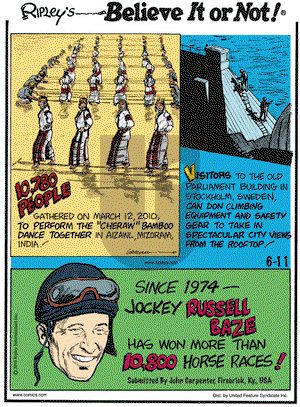 Ripley's Believe It or Not on Friday June 11, 2010 Comic Strip