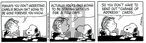 Peanuts on Tuesday March 17, 1992 Comic Strip
