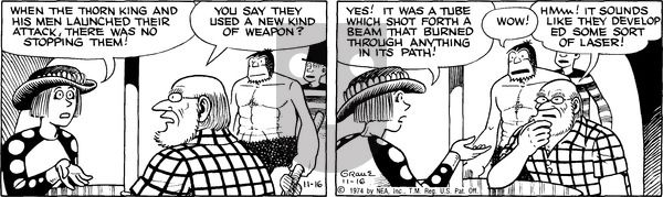 Alley Oop on Saturday November 16, 1974 Comic Strip