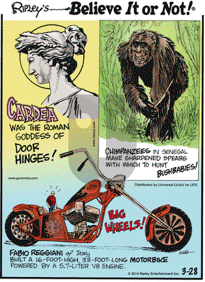 Ripley's Believe It or Not on Friday March 28, 2014 Comic Strip